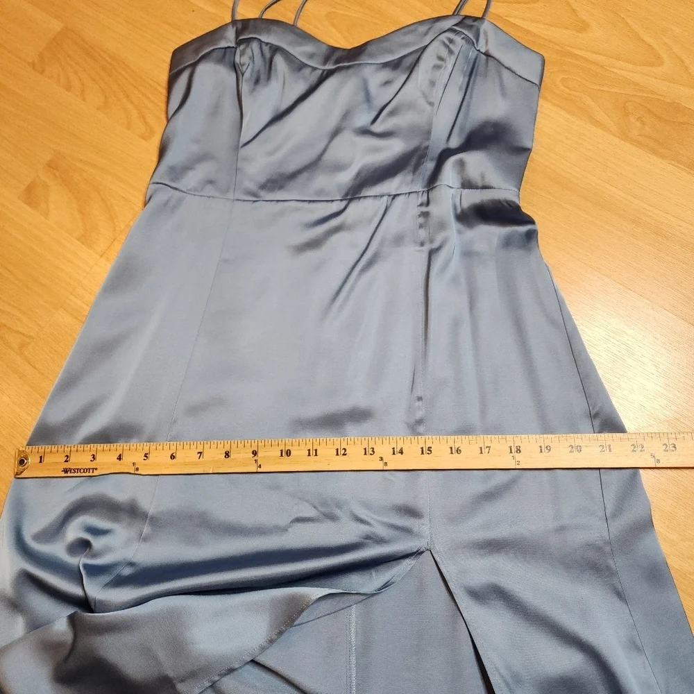 NWT Abercrombie Camille Blue Satin Smocked‎ Sleeveless Midi Dress Size MP